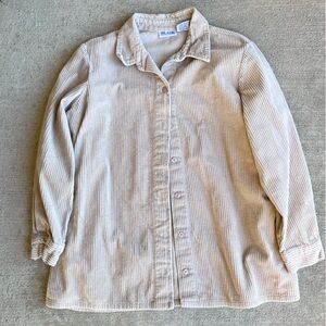 Vintage 90s taupe cream Blair corduroy long sleeve button down top shirt